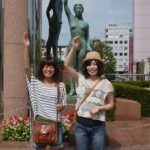 「ひびきの像」前で出会った飯田市のお二人：宇都宮駅